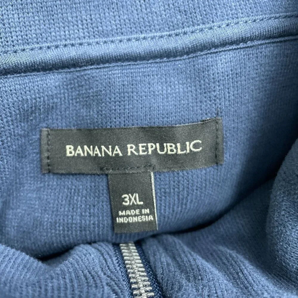 Banana Republic Men's 3XL Navy Blue Half-Zip Pullover Sweatshirt Cotton N0100